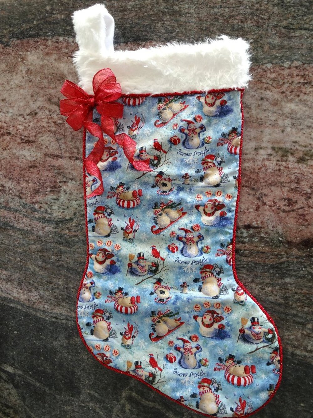 27"x12" Large Beautiful Handmade Keepsake Snowman Christmas Stocking